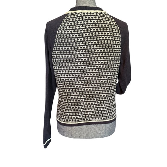 2/$20 Liz Claiborne Navy and White Knit Cardigan size Medium zip up - Picture 3 of 3